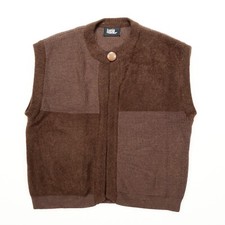 Giubbotto donna vintage Lucia taglia 40 marrone smanicato misto lana angora West Germany