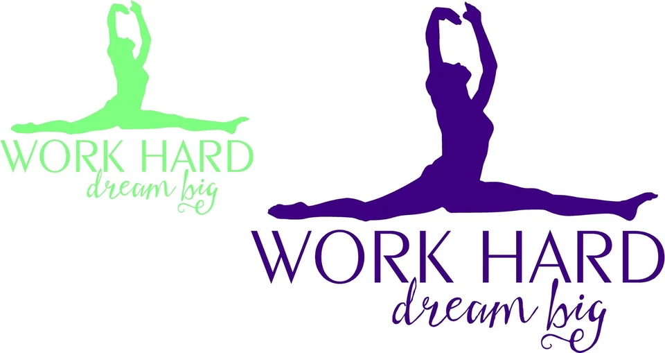 Trabajo duro sueño grande con bailarina vinilo arte gráfico niñas gimnastas decoración dormitorio Foto 2 de 4