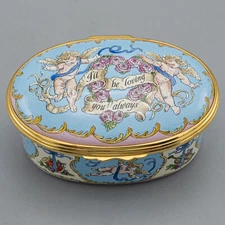 DAMAGED- Halcyon Days Enamels Trinket Music Box Always Irving Berlin Loving