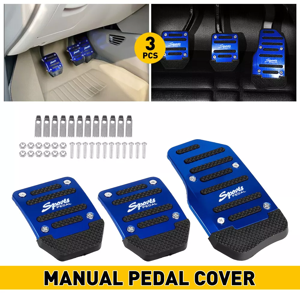 Blue Universal Non-Slip Manual Gas Brake Foot Pedal Pad Cover Car