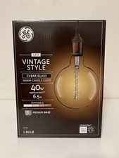 NEW Large 8" GE Vintage Style Clear Glass Warm Candle Light Bulb 40W LED G63