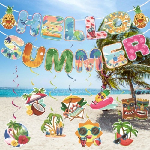 Celebrate Hawaiian Beach Party Banner For Home Living Room - Picture 8 of 12