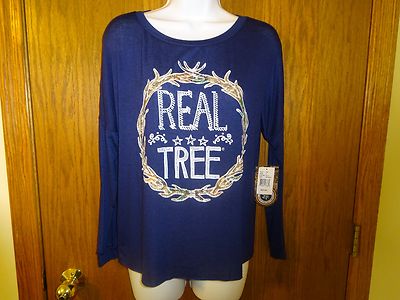 NEW WOMEN'S REAL TREE NAVY SHIRT LONG SLEEVES SIZE LARGE HUNTING MSP $25.99 