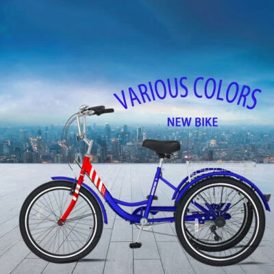 MOONCOOL New Tricycles 7 Speed Trikes 26 in Cruise Bike & Basket 3 Wheel Bikes