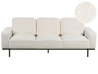 3-Sitzer Sofa Bouclé Weiß Mit Hohen Metallbeinen Dicke Sitzkissen Modern Sovik