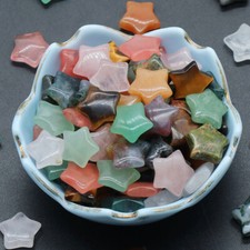 50pcs Mixed Small Natural Stone Quartz Healing Reiki Crystal Star Gemstone 15mm