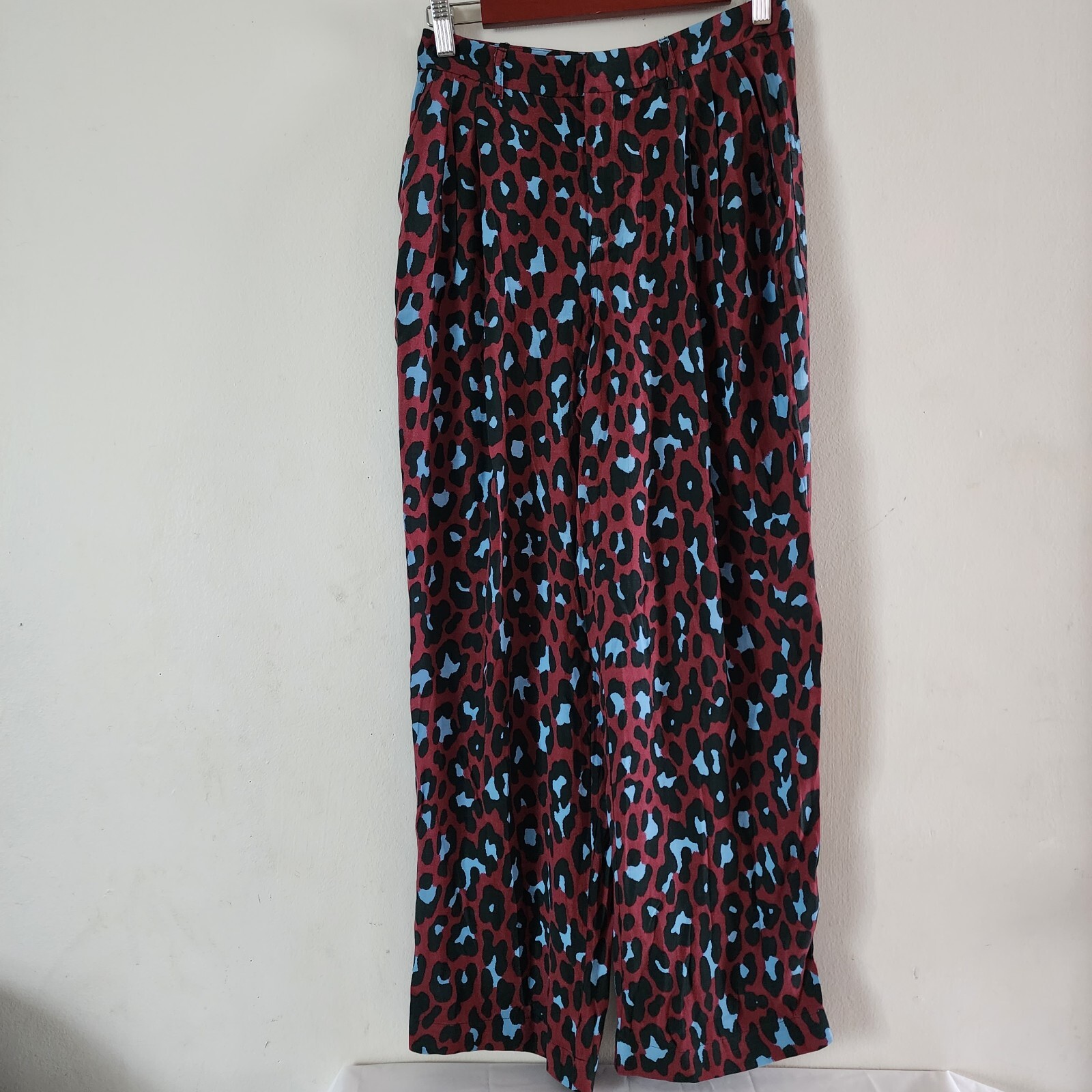 Mango MNG Casual Womens Pantalon Red Leopard Print Relaxed Pants Pleated Size 2 thumbnail 3
