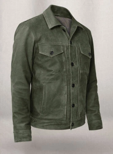 Men's Suede Shirt Style Celebrity Ryan Reynolds Suede Handmade Leather Jacket - Image 4 of 4