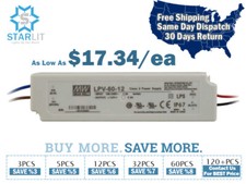 Mean Well LPV-60-12 Power Supply / LED Driver 90-264 VAC Input 60W 5A 12V Output