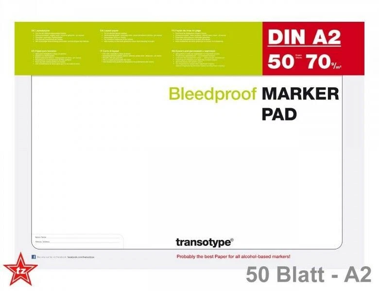 COPIC transotype Marker Pad Block Layoutblock Design | speziell für Layoutmarker | A2