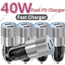 Dual USB PD Type-C Car Charger 40W Fast Adapter For iPhone 14 13 12 11 XR XS Max