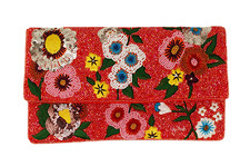NEW Beaded Floral Beaded Clutch Bag, Seed Bead Crossbody Clutch Bag