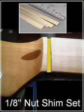 GeetarGizmos BRASS SHIM SET (6) for 1/8" Wide String Nut - Fender Strat Tele...