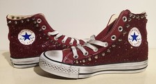CONVERSE ALL STAR CHUCK TAYLOR Maroon GLITTER + BORCHIE  N. 37,5  ORIGINALI