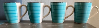 4 New Royal Norfolk Greenbrier International Inc Turquoise Coffee/Tea mug 12oz