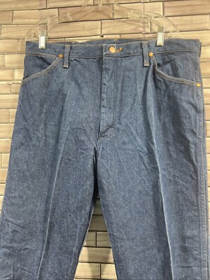 Wrangler mens 38x34 dark blue denim jean western cowboy ranch work rodeo denim
