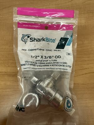SharkBite Angle Stop 1/4 Turn 1/2 x3/8  OD 23036-0000LF