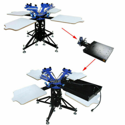 US 3 Color 4 Station Silk Screen Printing Machine&Flash Dryer Press Printer DIY