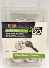 New HY-KO Basics 2 GO Paper Tags 1-1/4" - 25 tags Easy ID Tag With Keyring
