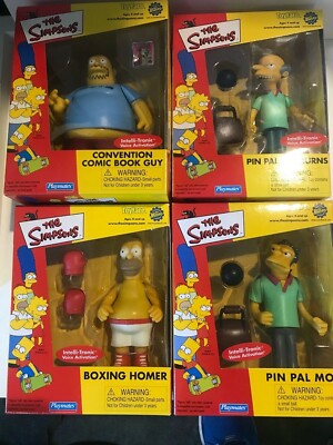 Simpsons Playmates Set Of 4 Excl. Boxing Homer Comic Book Guy Pin Pal Moe &Burns