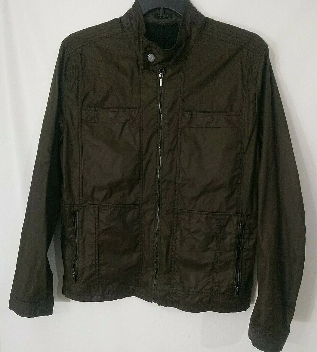 William Rast Jacket Large Brown Zip Front Pockets Men s
