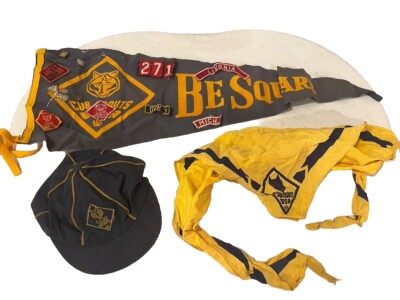 Rare Vintage Boy Scout LOT Scarf Hat Pins Patch Badge Neckerchief Pennant  Collec