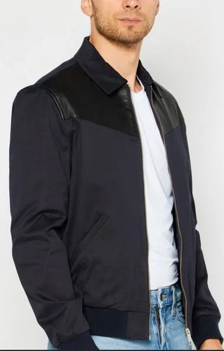 The Kooples Men's Vipiteno Bomber Jacket Navy Blue Size Small New With Defect - product listing photo