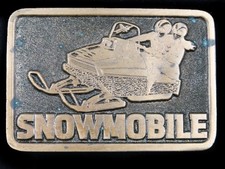 SF03154 VINTAGE 1975  SNOWMOBILE  COMMEMORATIVE BRASSTONE BELT BUCKLE