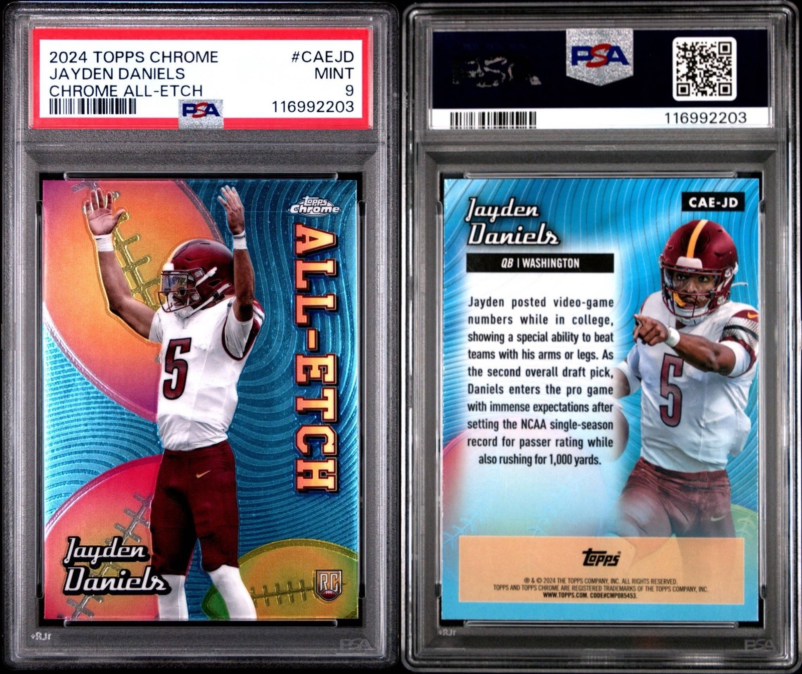 2024 Topps Chrome Jayden Daniels All Etch RC PSA 9 Mint #CAEJD Rookie Card