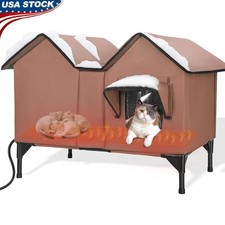 Heated Cat House Outdoor Insulated Shelter Stray Feral Cats Safe Durable New