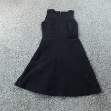 J Crew Dress Womens 2 Navy Blue Heather Sleeveless Fit Flare Preppy Zip Stretch