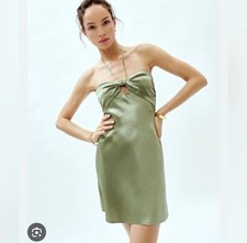 Reformation Sorrentine silk mini dress, size 8, NWT, sage green, retail $248