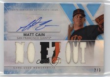 2015 Topps Triple Threads Auto Relics Sapphire /3 Matt Cain #TTAR-MCN2 Auto 0b0
