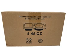 Double Compartment Condiment Containers with Lids, 4.45 OZ, 32 Pack, Travel-go