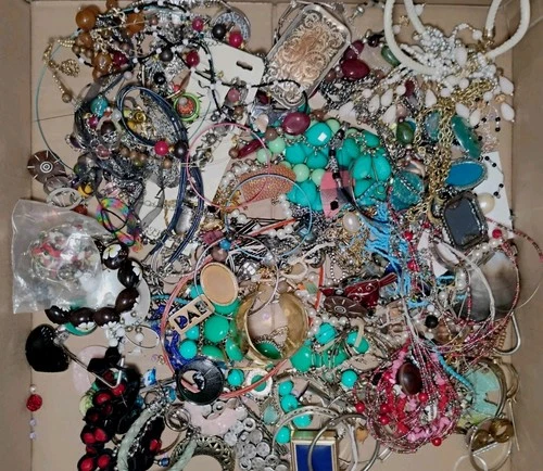 5 Pound Lot Of Jewelry, Untested Various Types, Costume, Vintage.
