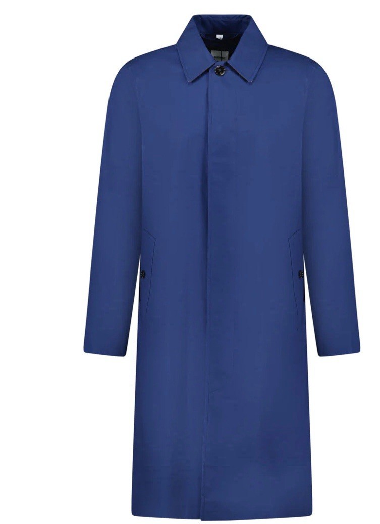 New BURBERRY 'PENNAN' BUTTON UP LONG TRENCH JACKET NAVY Color Size