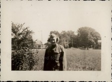 Vintage Woman in Military Uniform Found Photo c1940s WW2 Era