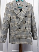 By Together Womens Plaid Double-Breasted Peac...