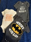 3 CUTE ONE PIECE OUTFITS BATMAN GERBERS CHILD OF MINE 0-6 MONTHS  — photo 1