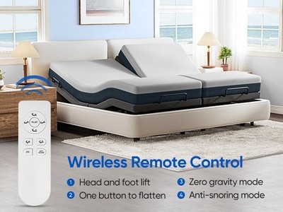 Power Base Electric Adjustable Bed Frame Remote Control 2000LB Capacity