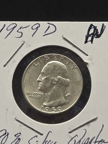 1959 D AU WASHINGTON SILVER QUARTER .25 COIN STARTING LESS THAN MELT 16.08 AU