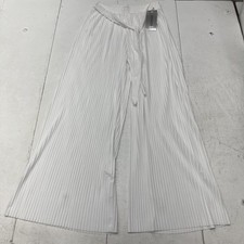 Fashion White Pleated High-Waisted Belted Casual Pants Women's Size One Size NEW