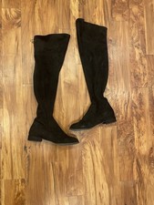 Women s Black Suede Knee Length Boots