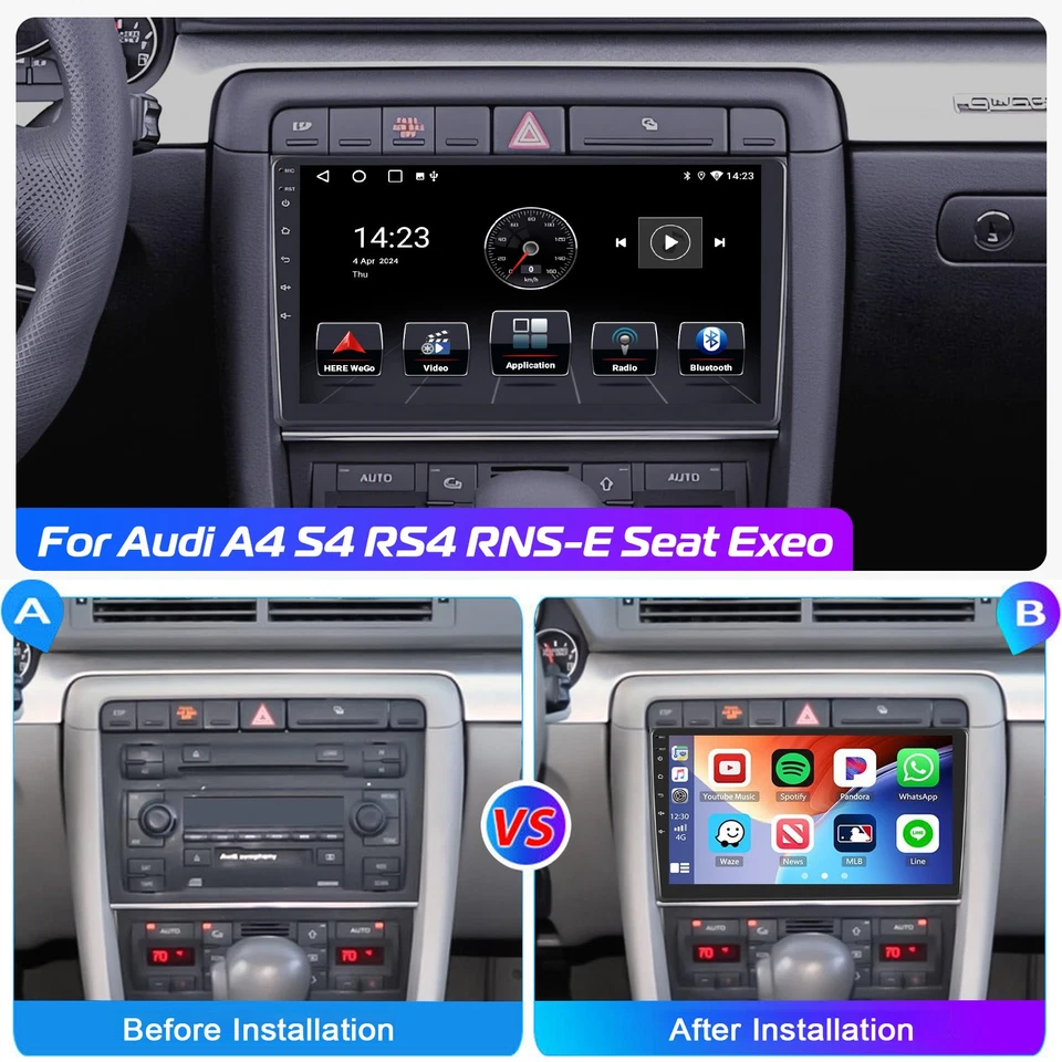 Radio estéreo para coche Android 15 GPS reproductor Wifi para Audi A4 2000-2008 Apple Carplay Foto 3 de 4