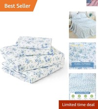 Queen Size 4 Piece Sheet Set, Soft Breathable Bed Sheet Set for Bedroom with ...