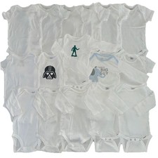 LOT OF 16 Carter  s Bodysuits Gerber Onesies White Short  Long Sleeve 3M  3-6M