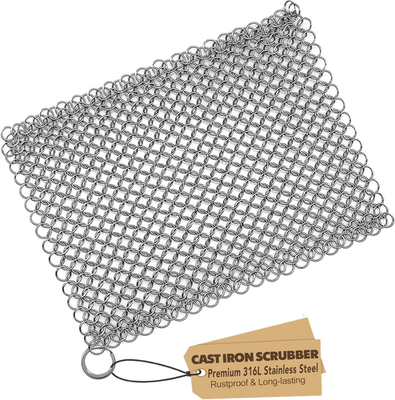 #ad #ad 316L Stainless Steel Chainmail Scrubber 8x6 Cast Iron Pan Cleaner Rustproof $9.95