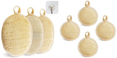 Natural Loofah Sponge Exfoliating Body Scrubber and Soft and Easy Foaming Fac...