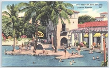 Vintage Venetian Pool Coral Gables Florida Linen Postcard 587
