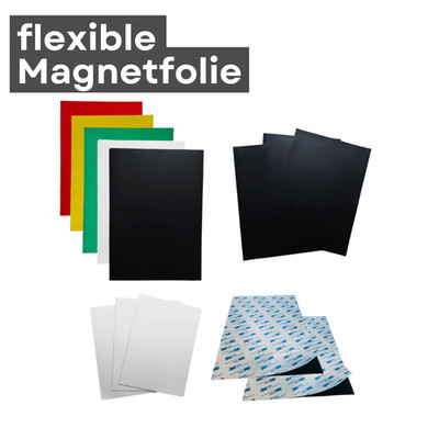Magnetfolie Eisenfolie DIN A4 A5 Selbstklebend 3M oder Weiß PVC Ferrofolie